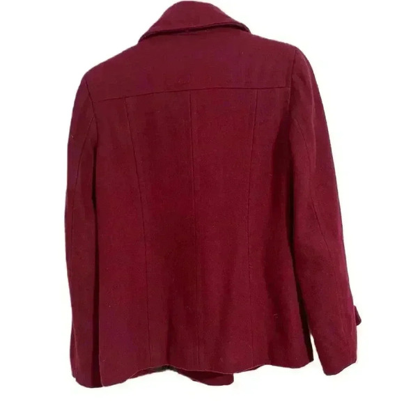 Calvin Klein Women's Double Breasted Peacoat Burgundy Size 6 - Picture 4 of 8